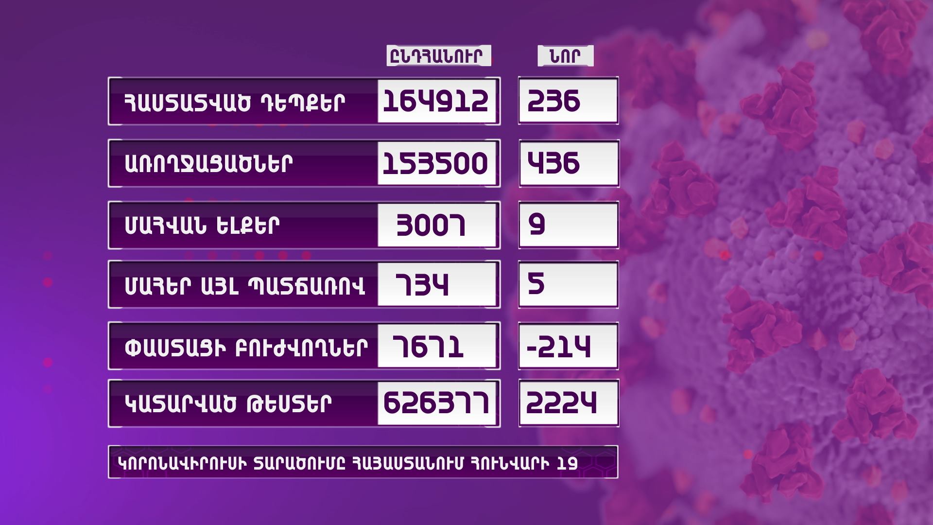 Հայաստանում գրանցվել է կորոնավիրուսի 236 նոր դեպք, 9 մահ