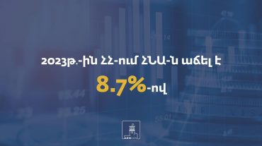  Նախորդ տարվա համեմատ Հայաստանում ՀՆԱ-ն աճել է 8.7%-ով